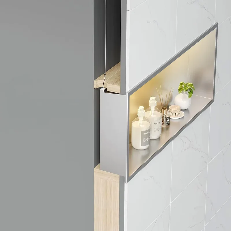 Unterputzregal mit LED Chrom 30x60cm / 30x45cm