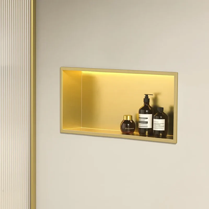 Unterputzregal mit LED Matt Gold 30x60cm / 30x45cm