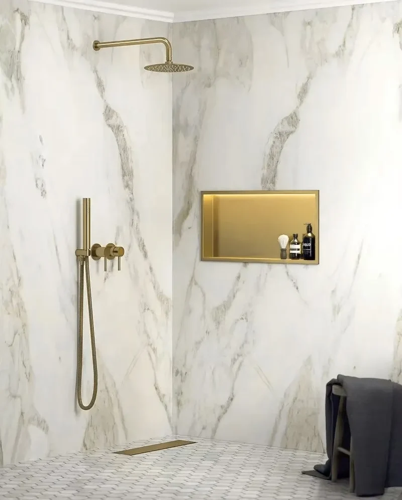 Unterputzregal mit LED Matt Gold 30x60cm / 30x45cm