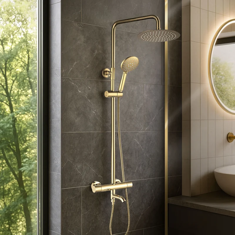 Dusche Lungo Diamond Gold mit Thermostat