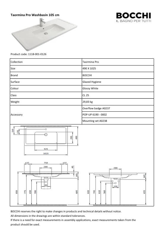 Taormina Pro Wandwaschtisch Weiss