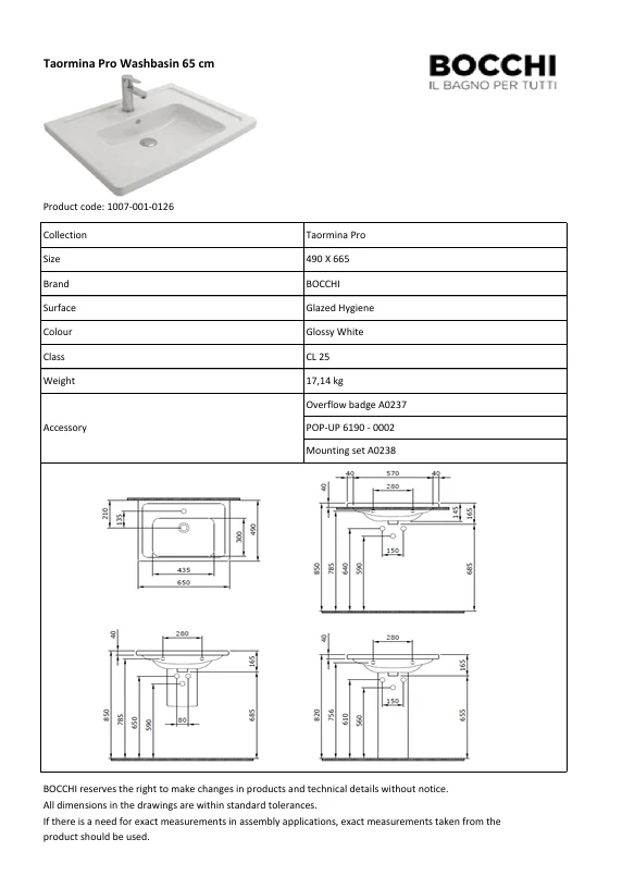 Taormina Pro Wandwaschtisch Weiss