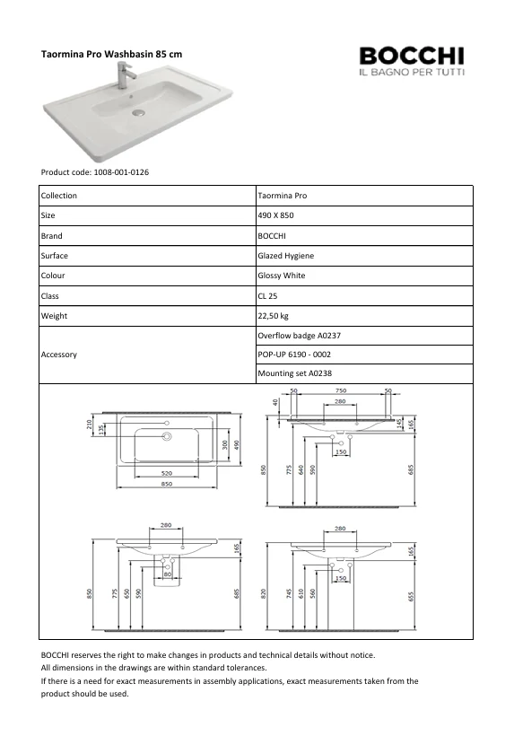 Taormina Pro Wandwaschtisch Weiss