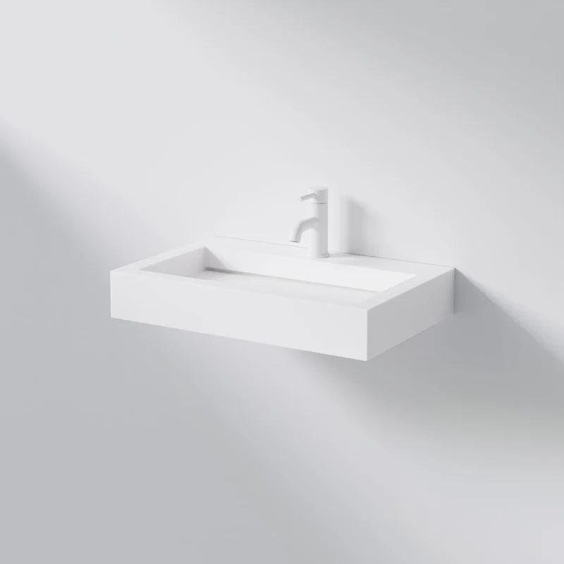 Serie 444 Wandwaschtisch, rechteckig aus Solid Surface