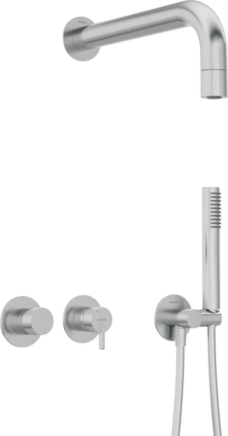 DEANTE Silia Unterputz-Duschset mit Handbrause - Horizontal // gebürsteter Stahl // NQS-F0XK