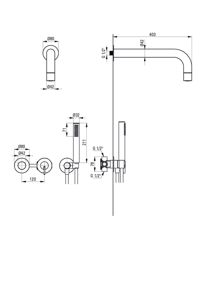 DEANTE Silia Unterputz-Duschset mit Handbrause - Horizontal // Bianco // NQS-A0XK