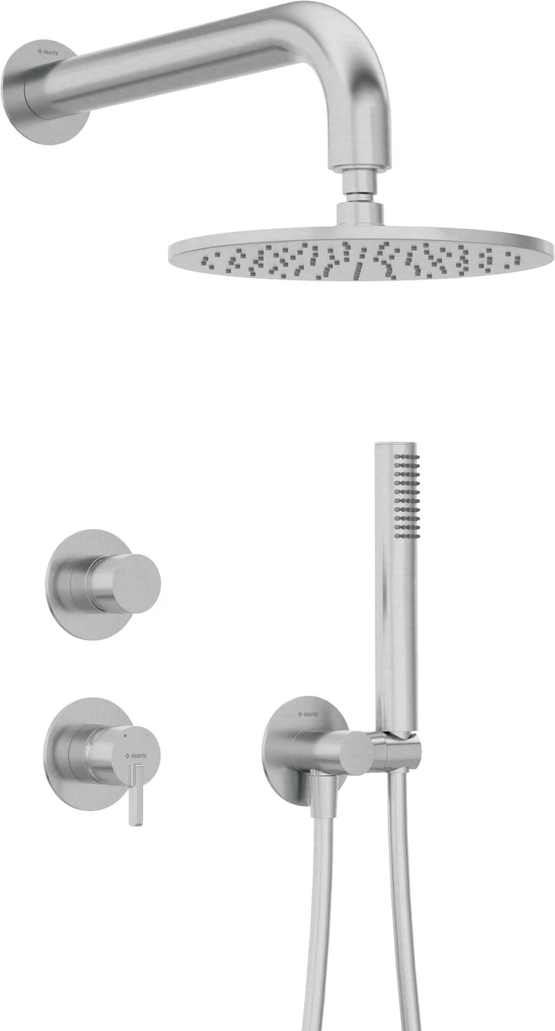DEANTE Silia Unterputz-Duschset mit Handbrause - Rund // gebürstetr Stahl // NQS-F9YK