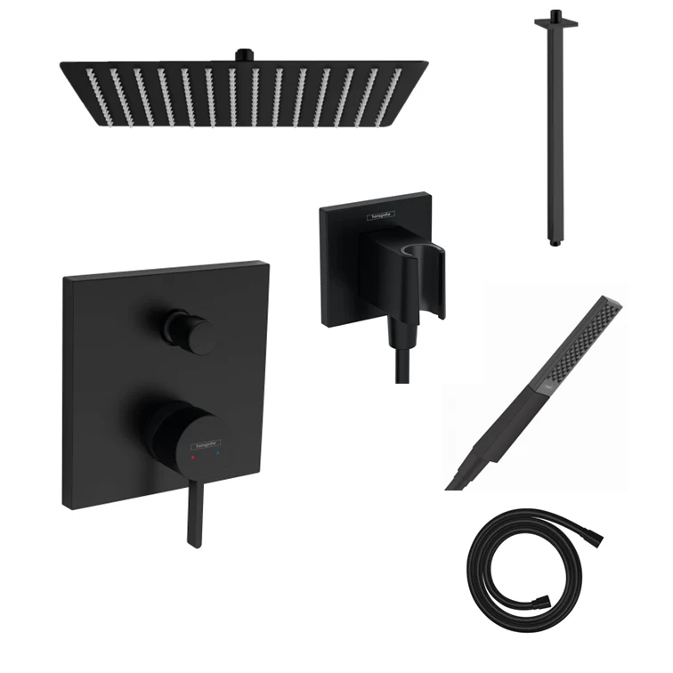 Hansgrohe Unterputz Dusch-Set Finoris schwarz matt mit Wand- oder Deckenanschluss von Sandbad
