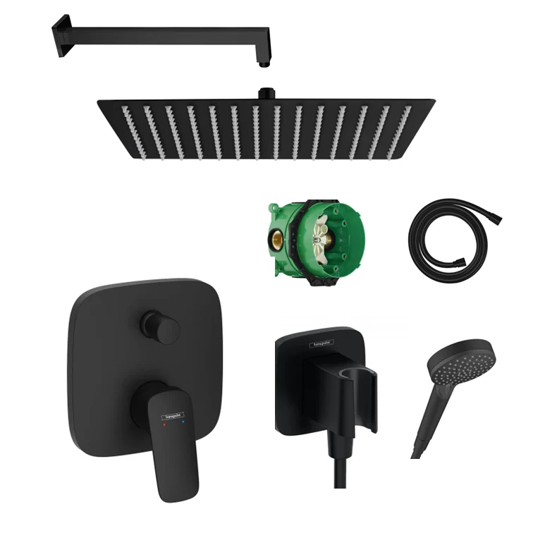 Hansgrohe Unterputz Dusch-Set Logis neu schwarz matt mit Wand- oder Deckenanschluss von Sandbad