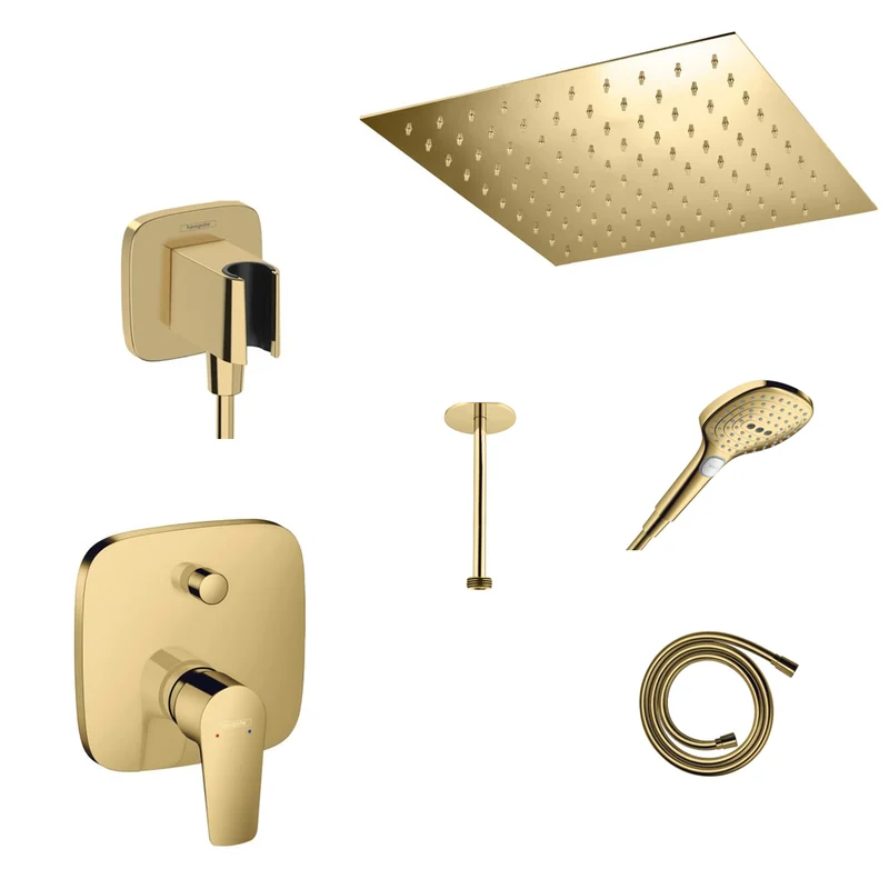 Hansgrohe Unterputz Dusch-Set Porter Gold mit Wand- oder Deckenanschluss von Sandbad