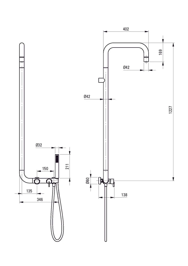 DEANTE Silia Duschsystem mit Regenbrause // Bianco // NQS-A4XM