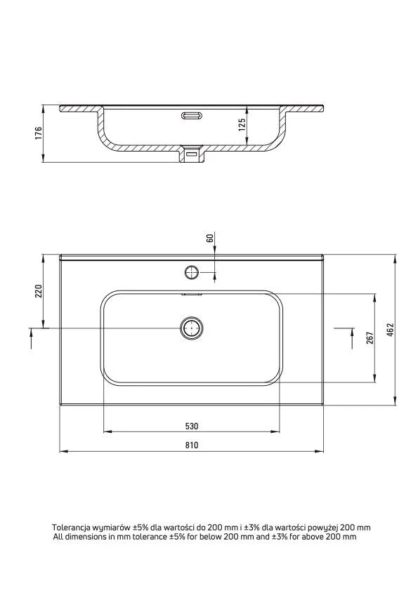 DEANTE Tubo Keramikwaschbecken - 80 cm // Weiß // CTU-6U8W