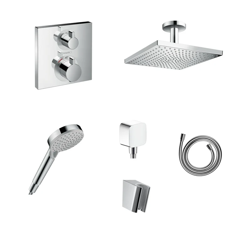 Hansgrohe Unterputz Dusch-Set Ecostat Square mit Decken- oder Wandanschluss