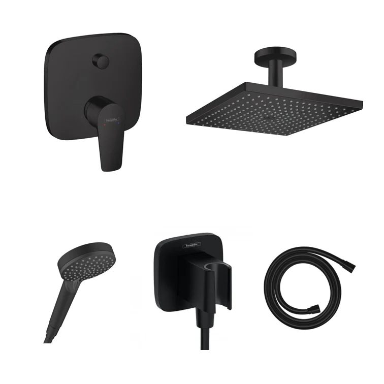 Hansgrohe Unterputz Dusch-Set Talis E schwarz matt mit Wand- oder Deckenanschluss
