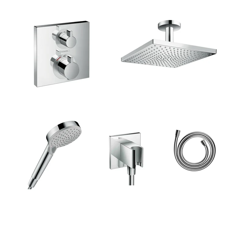 Hansgrohe Unterputz Dusch-Set Ecostat Square mit Decken- oder Wandanschluss