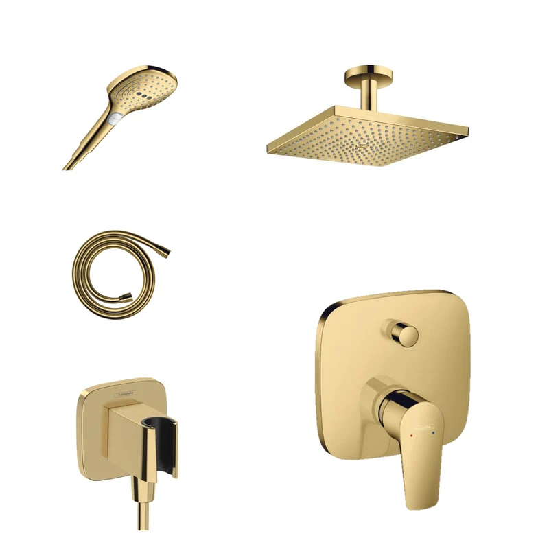 Hansgrohe Unterputz Dusch-Set Porter Gold mit Wand- oder Deckenanschluss