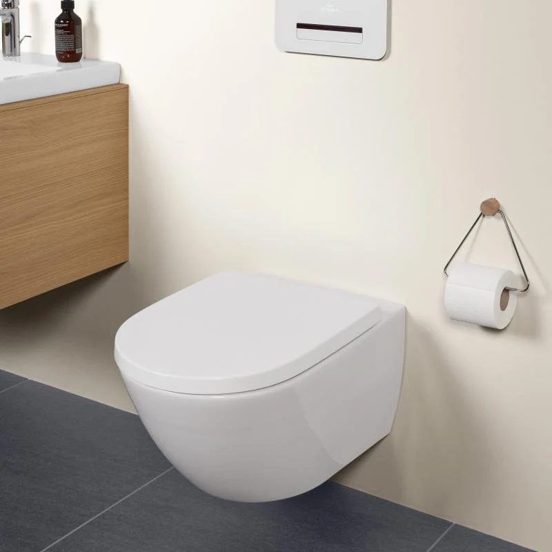 Villeroy & Boch Subway 3.0 Wand-Tiefspül-WC TwistFlush, mit WC-Sitz weiß, mit CeramicPlus, WC-Sitz mit Absenkautomatik & abnehmbar