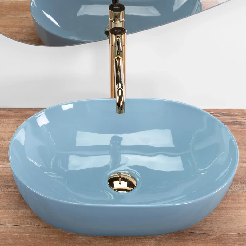 Aufsatzwaschbecken Lisa Blau 49×35cm