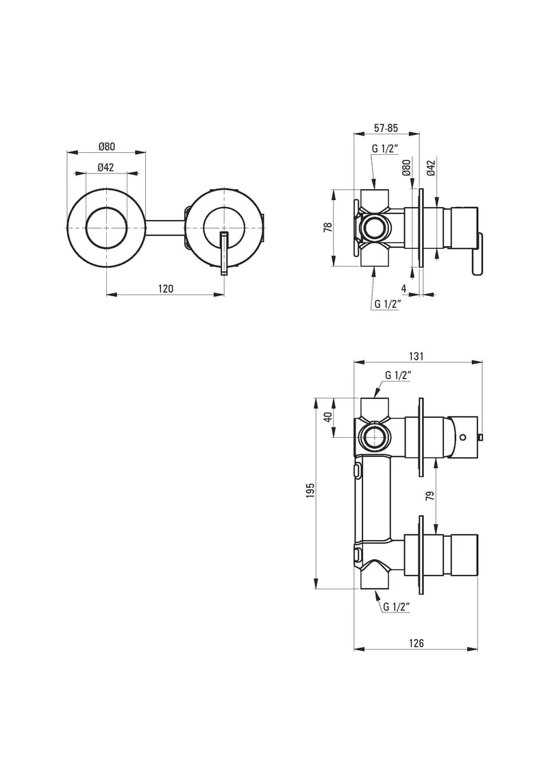 DEANTE Silia Duscharmatur mit Strahlschalter - Horizontal // Nero // BQS-N46P