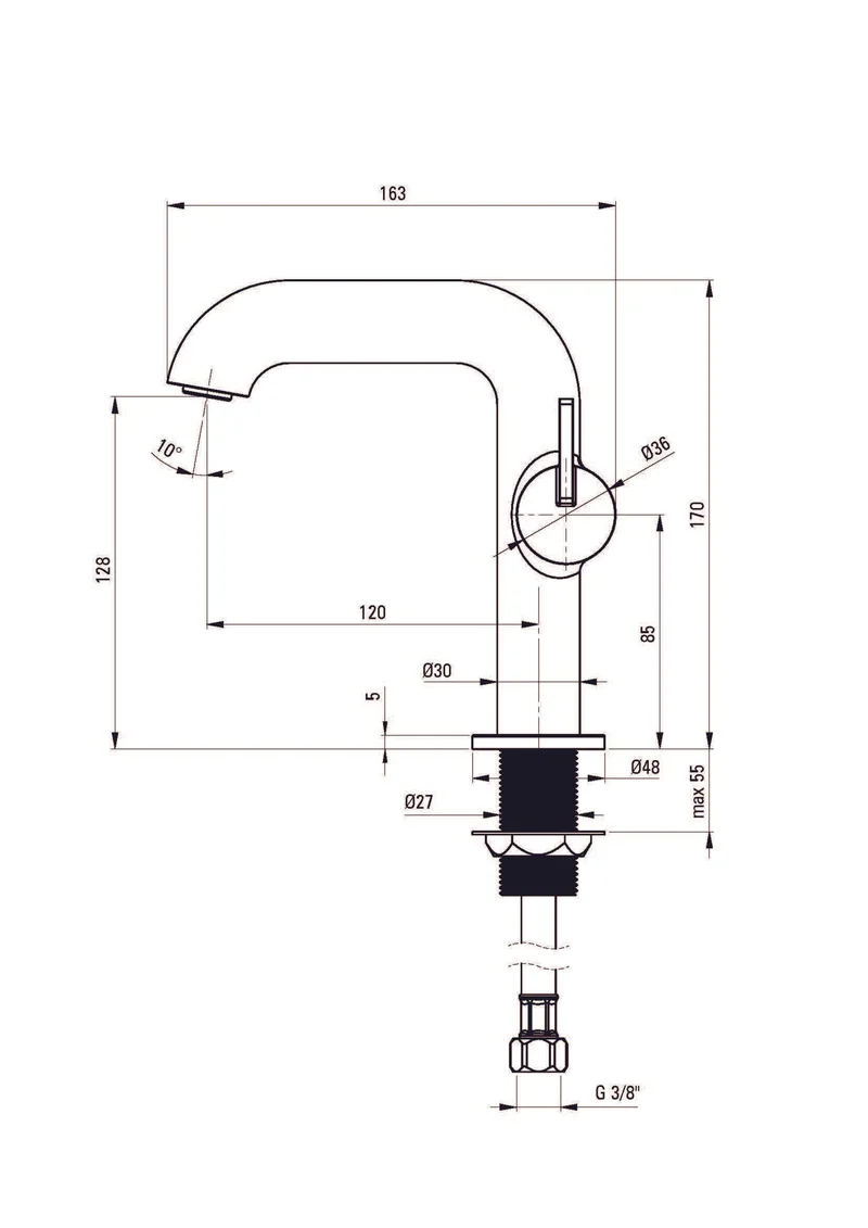 DEANTE Silia Waschtischarmatur mit seitlichem Hebel // Bianco // BQS-A24M