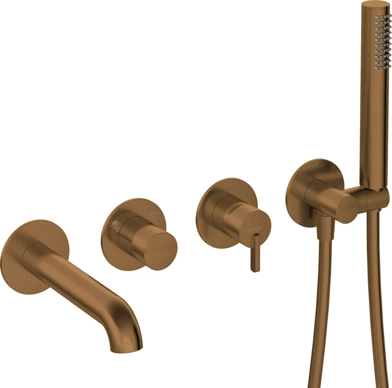 DEANTE Silia 4-Loch-Wannenarmatur mit Brausegarnitur Unterputz // gebürstete Bronze // BQS-C18P