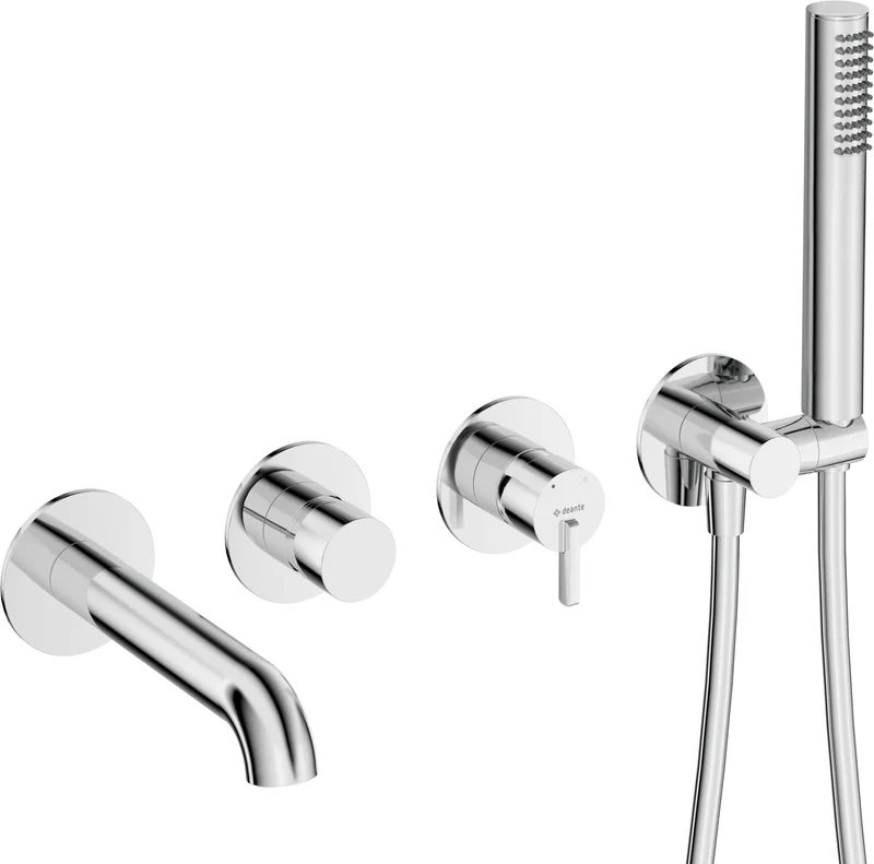 DEANTE Silia 4-Loch-Wannenarmatur mit Brausegarnitur Unterputz // Chrom // BQS-018P