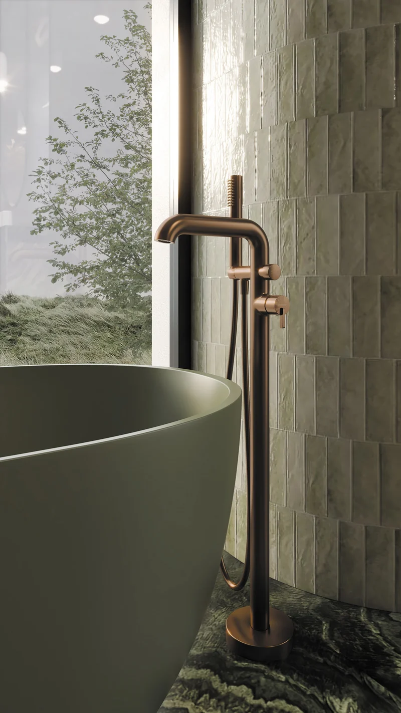 DEANTE Silia Wannenarmatur Freistehend mit Brausegarnitur // gebürstete Bronze // BQS-C17M