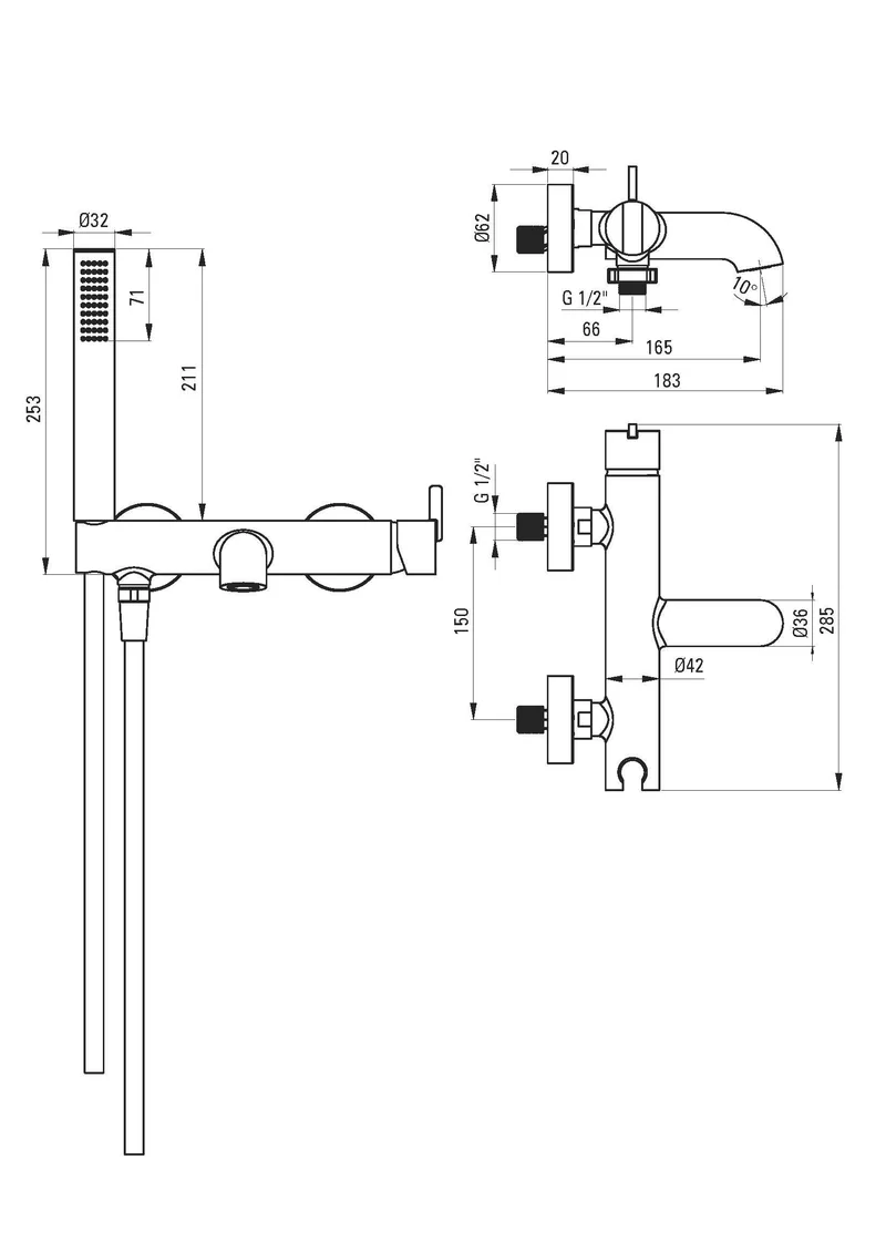 DEANTE Silia Wannenarmatur mit Brausegarnitur // Bianco // BQS-A11M