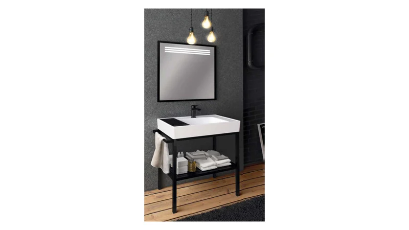 Oase Ary Waschtisch Unterschrank, Seitenschrank, Spiegel und Armaturen