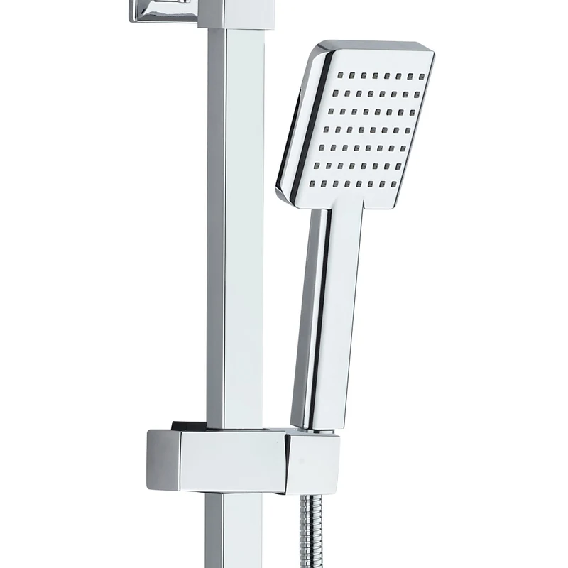 Oase Duschsystem Chrom Eckig mit Regendusche, Handbrause, Duschstange und Thermostat