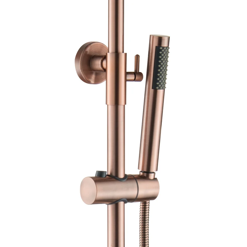 Oase Duschsystem Kupfer Rund mit Regendusche, Handbrause, Duschstange und Thermostat
