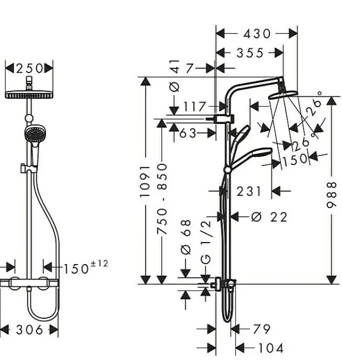 Hansgrohe Duschsystem My Select E Showerpipe 240