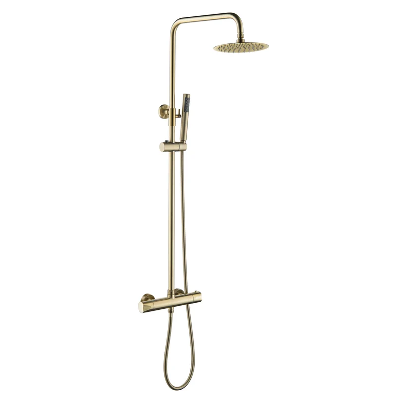 Oase Duschsystem Gold mit Regendusche, Handbrause, Duschstange und Thermostat