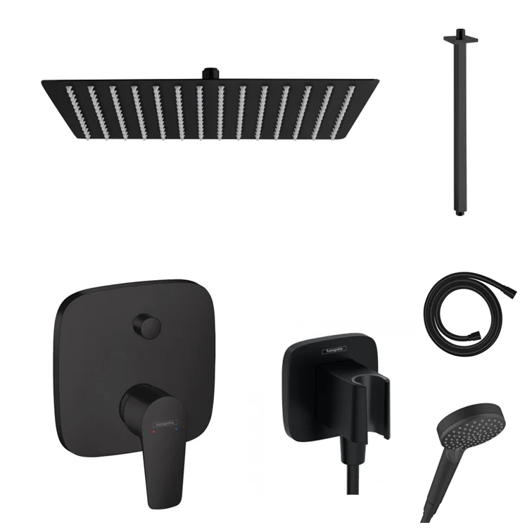 Hansgrohe Unterputz Dusch-Set Talis E schwarz matt mit Wand- oder Deckenanschluss von Sandbad