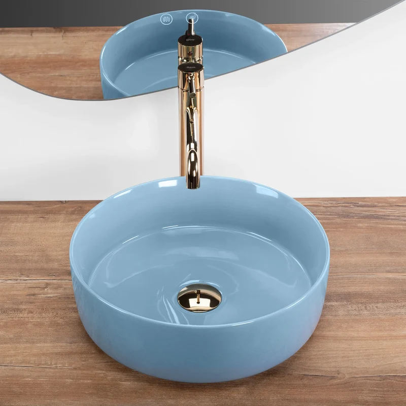 Aufsatzwaschbecken Sami Shiny Blue ⌀36cm