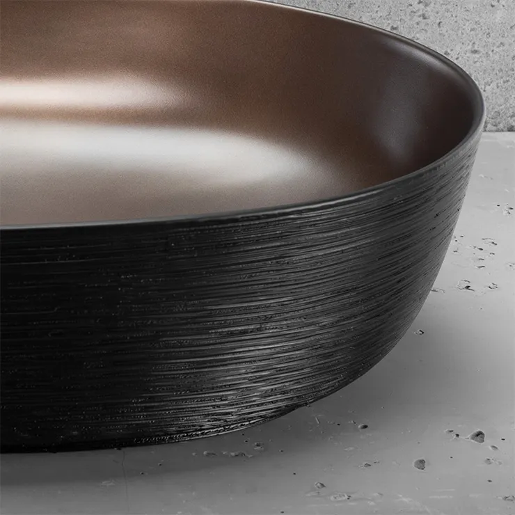 Aufsatzwaschbecken Cleo Copper Brushed Schwarz 60,5x41cm