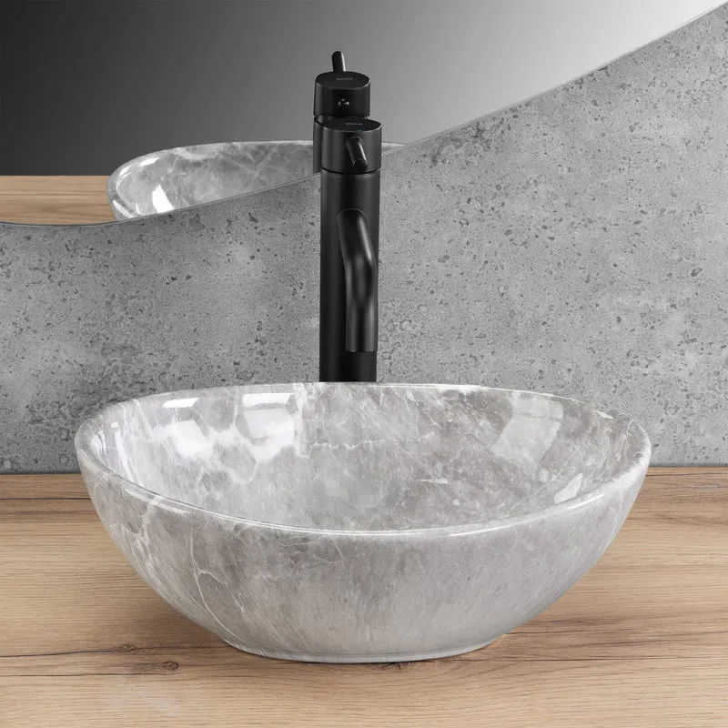 Aufsatzwaschbecken Sofia Mini Stone Grigio 35,5x27cm