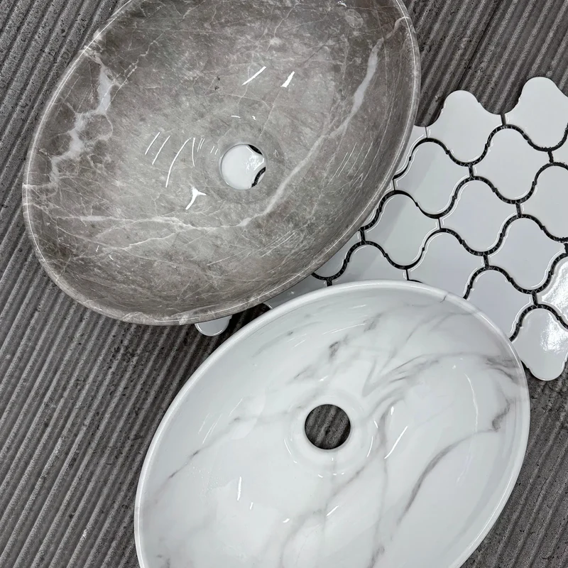 Aufsatzwaschbecken Sofia Mini Stone Grigio 35,5x27cm