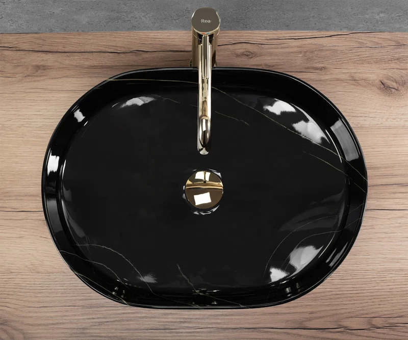 Aufsatzwaschbecken Nadia Schwarz Marble 50x38cm