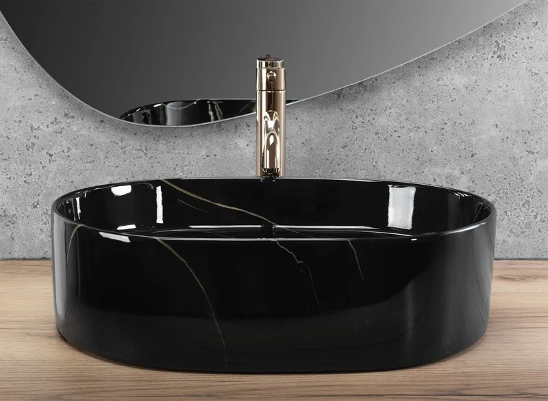 Aufsatzwaschbecken Nadia Schwarz Marble 50x38cm