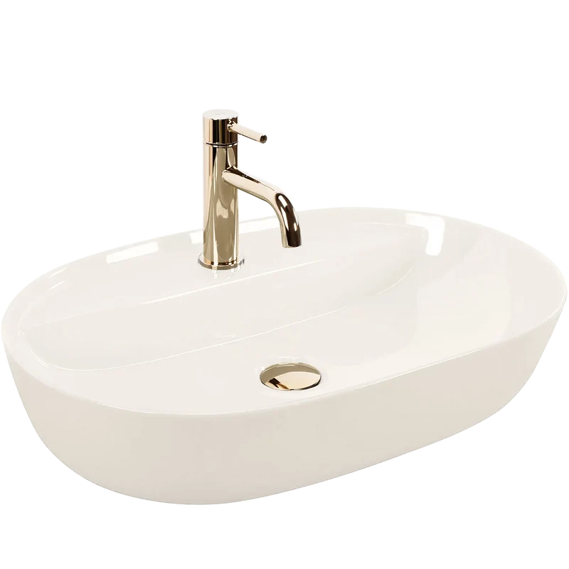 Aufsatzwaschbecken Aura Shiny Ecru 60,5x40,5cm