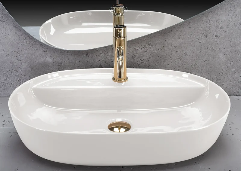 Aufsatzwaschbecken Aura Shiny Ecru 60,5x40,5cm