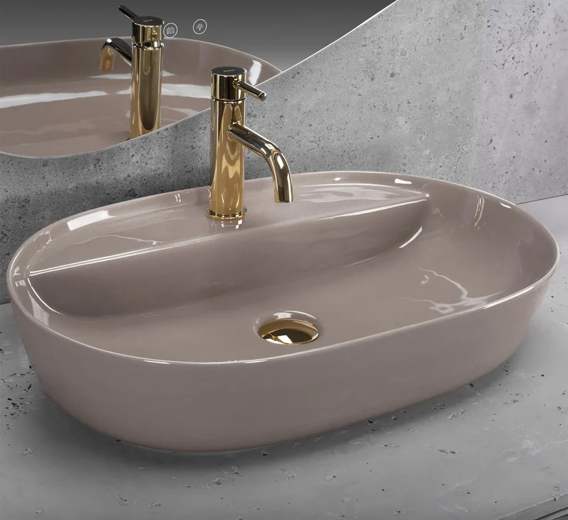 Aufsatzwaschbecken Aura Shiny Mocha Mousse 60,5x40,5cm