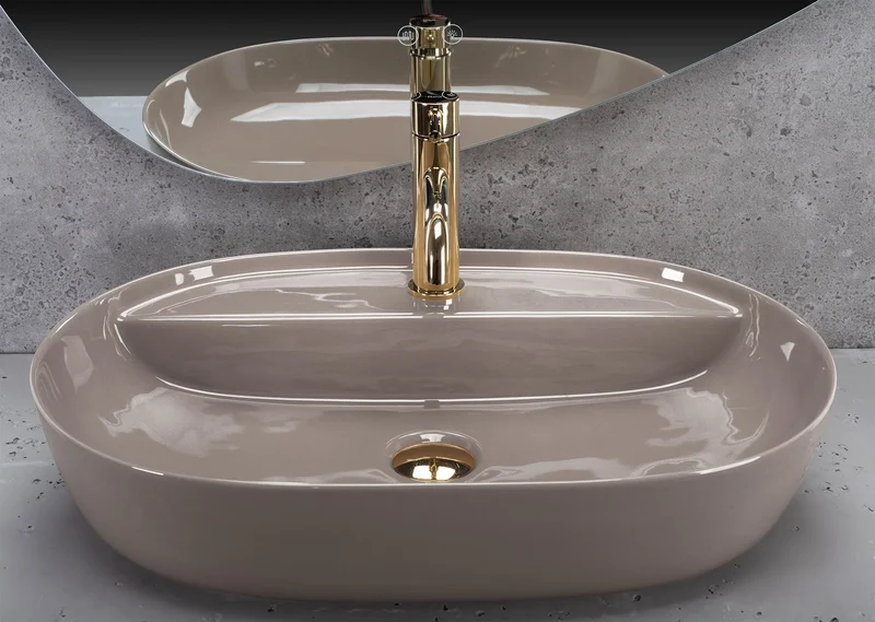 Aufsatzwaschbecken Aura Shiny Mocha Mousse 60,5x40,5cm