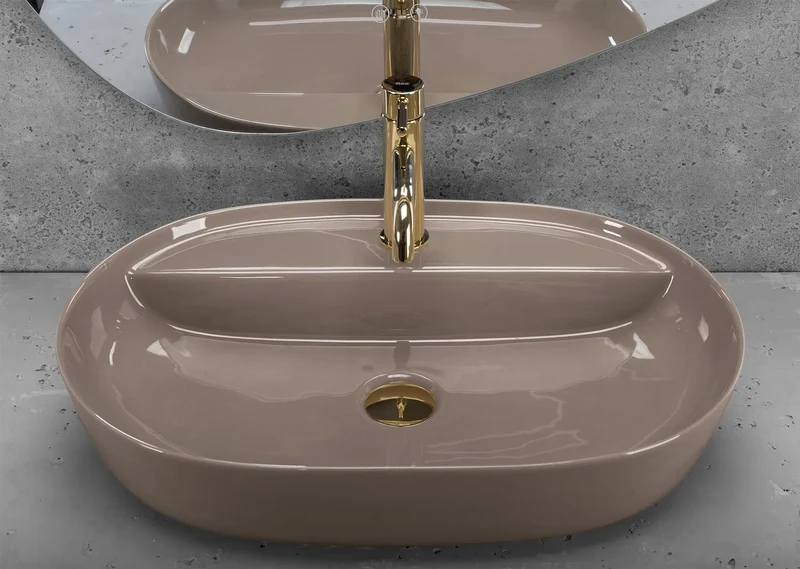 Aufsatzwaschbecken Aura Shiny Mocha Mousse 60,5x40,5cm