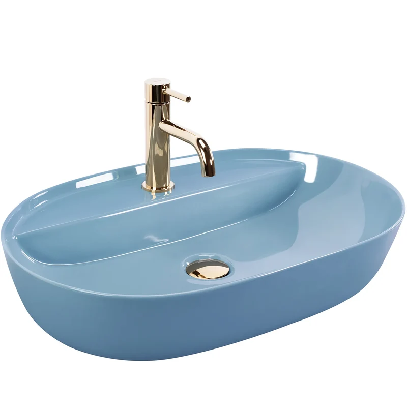Aufsatzwaschbecken Aura Shiny Blue 60,5x40,5cm