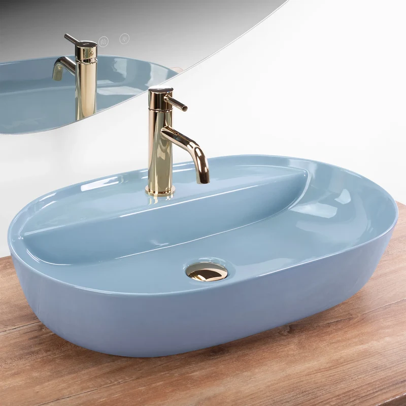 Aufsatzwaschbecken Aura Shiny Blue 60,5x40,5cm