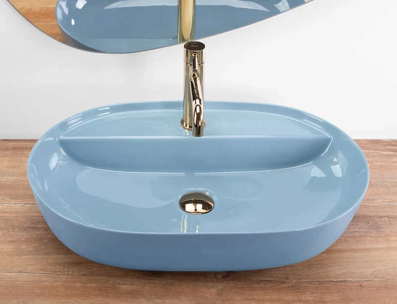 Aufsatzwaschbecken Aura Shiny Blue 60,5x40,5cm