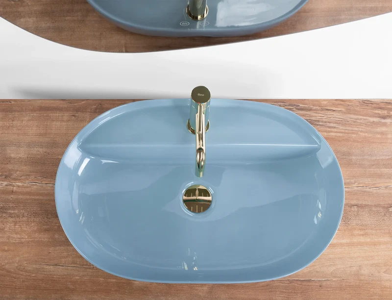 Aufsatzwaschbecken Aura Shiny Blue 60,5x40,5cm