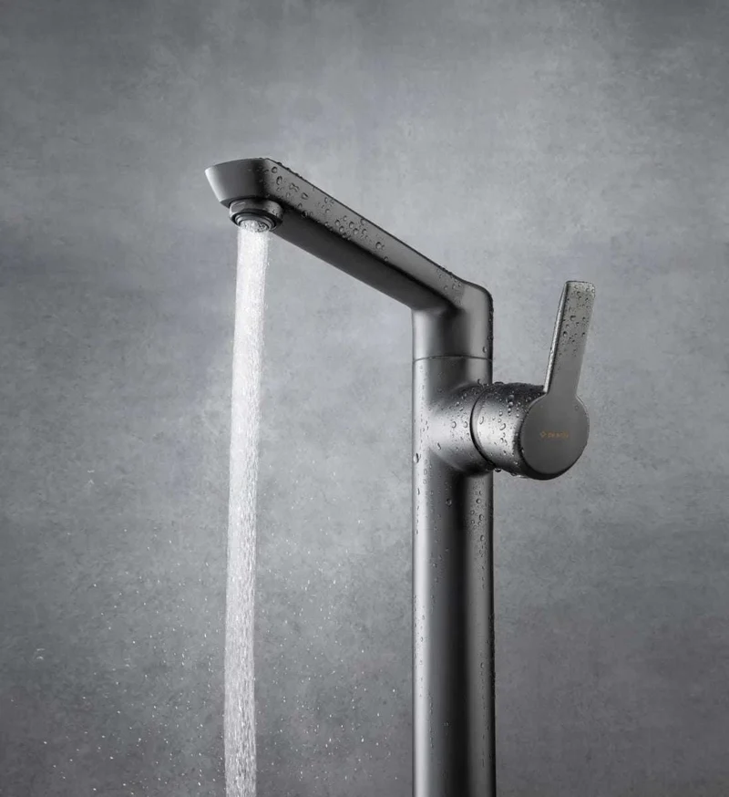DEANTE Arnika Waschtischarmatur hoch mit seitlichem Hebel // Titanium // BQA-D20K